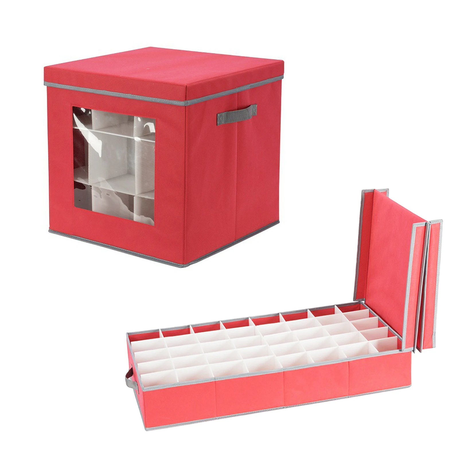 

27/40 Grids Foldable Christmas Ornament Storage Box Folding Waterproof Non-woven Christmas Ball Storage Box With Removable Lid