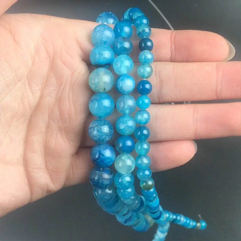 Бусины из натурального камня Blue Fire Агаты круглые бусины россыпью