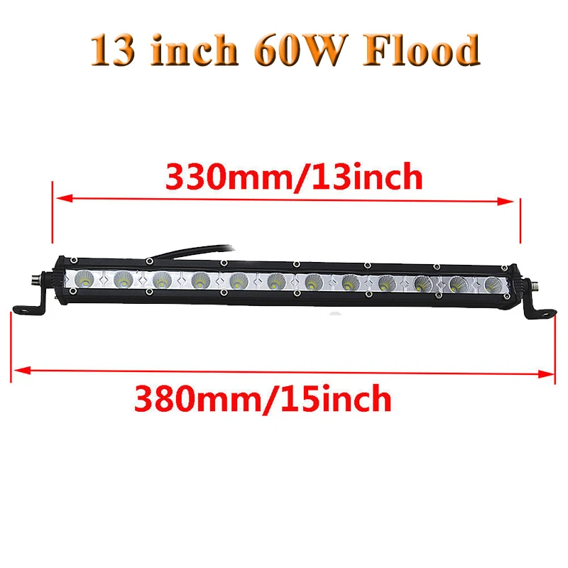 13inch Flood Beam " 13" 2" 25" 3" 38" дюймов Тонкая Светодиодная панель для внедорожного вождения Однорядный светильник для грузовика трактора лодки 4x4 4WD 120 Вт 150 Вт 180 Вт - Цвет: 13inch Flood Beam