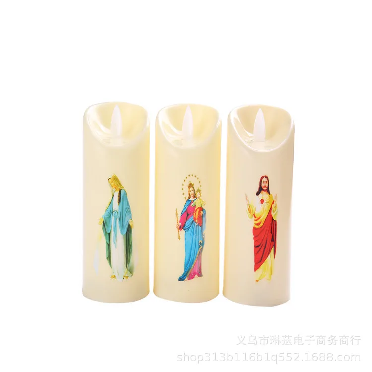 

1pcs Jesus Christ Candles Lamp LED Tealight Romantic Light Candles Creative Votive Flameless Battery Electronic Best Gift