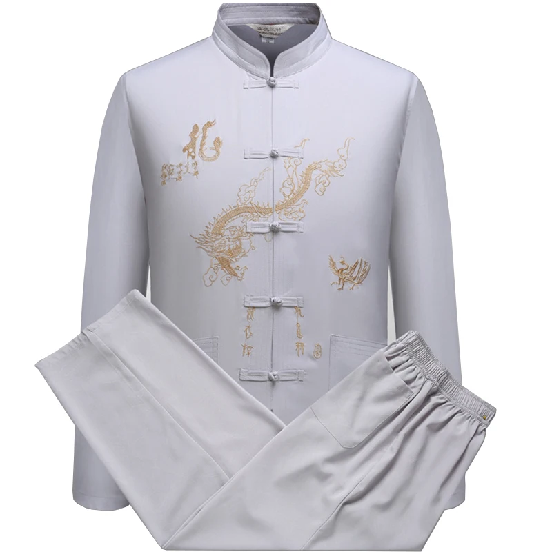 Мужской танцевальный костюм традиционной китайской одежды для мужчин: комплект брюк и топов. Дешевая восточная одежда для тай-чи и Брюса Ли.