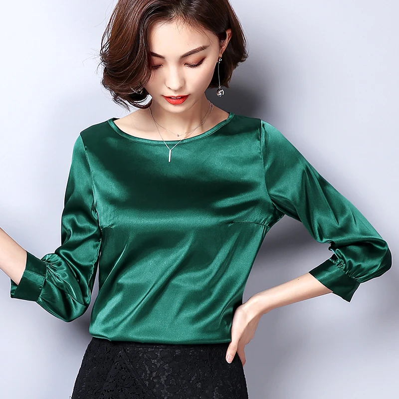 

Women Blouses Spring Casual Silk Blouse Loose Long Sleeve OL Work Wear Blusas Feminina Tops Shirts Plus Size XXXL Top
