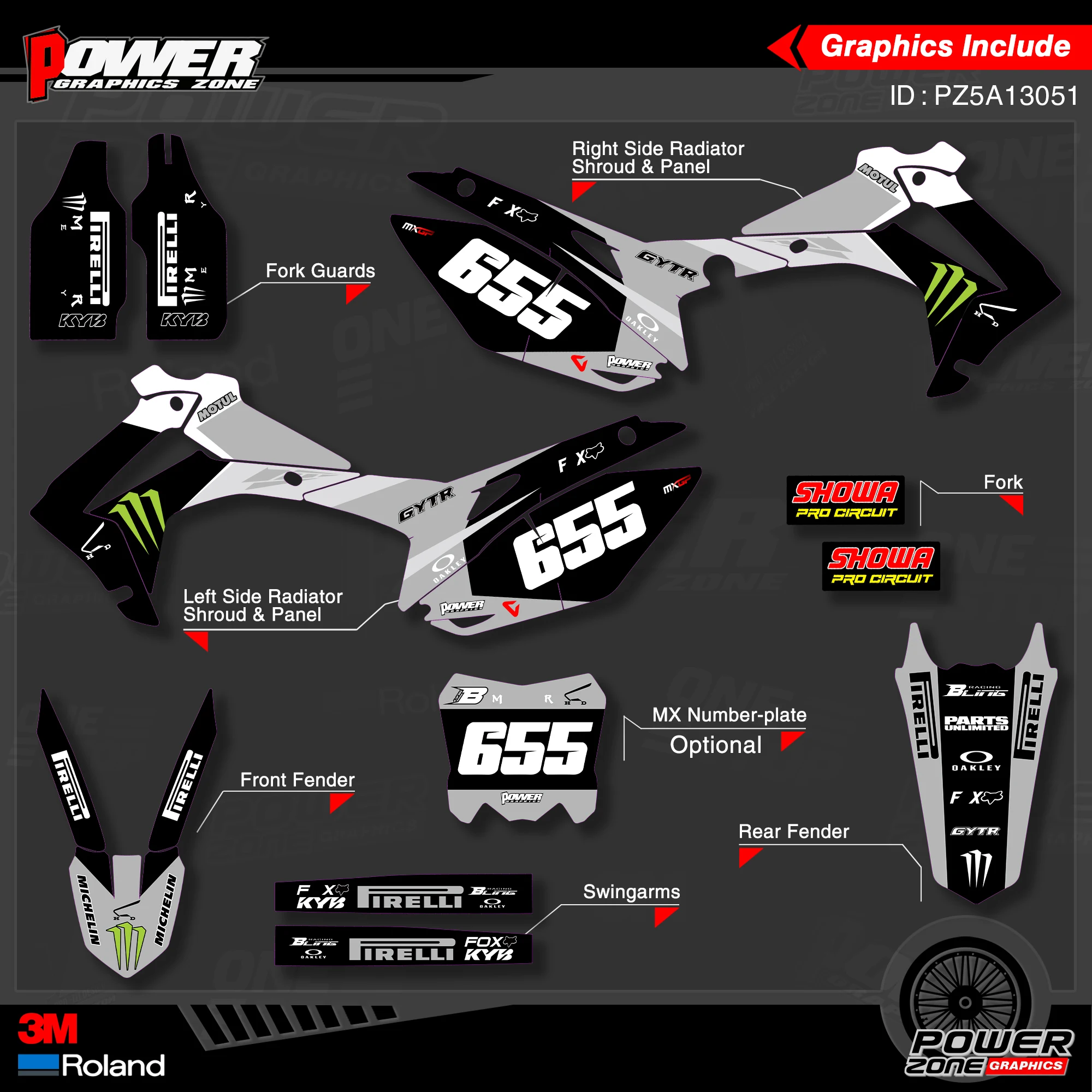 Персонализированные графические фоны PowerZone Team наклейки 3M Набор наклеек для HONDA