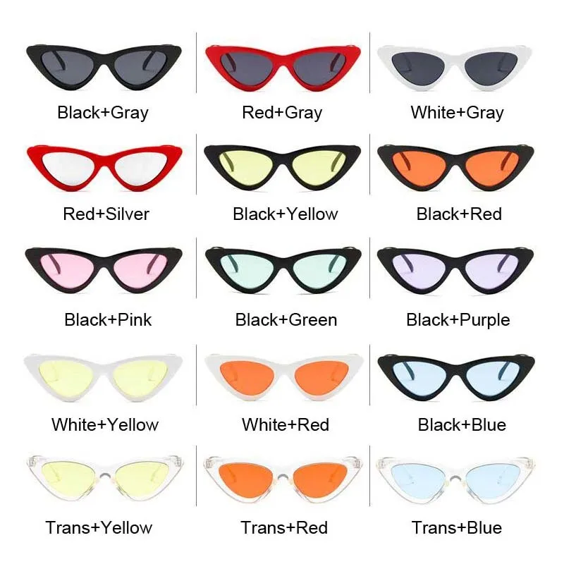 

Vintage Cat Eye Sun Glasses Brand Designer Colorful Eyewear For Female Oculos De Sol Cateye Sunglasses Women Sexy Retro Small