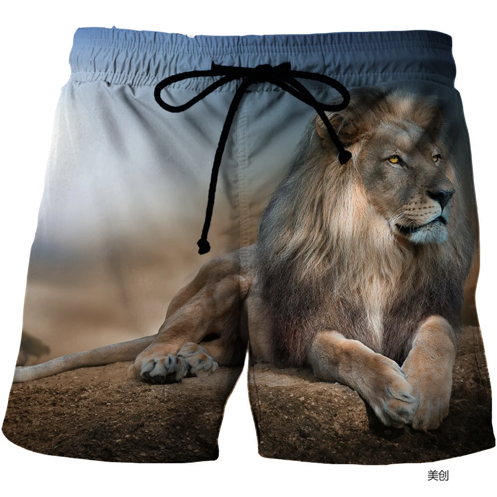 Short Pants for Man Summer Men's Animal Graphic Lion Beach Shorts 3D Pattern Predator Boardshorts Men Short Pants Drop Shipping