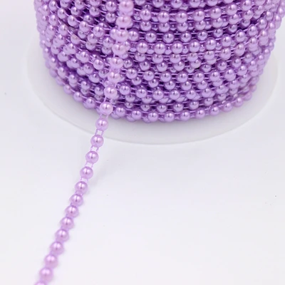 purple Размер 4 мм, белый/розовый цвет, 5 м, полукруглый, плоский с одной стороны, имитация ABS жемчужных бусин, цепочка для украшения своими руками - Цвет: purple