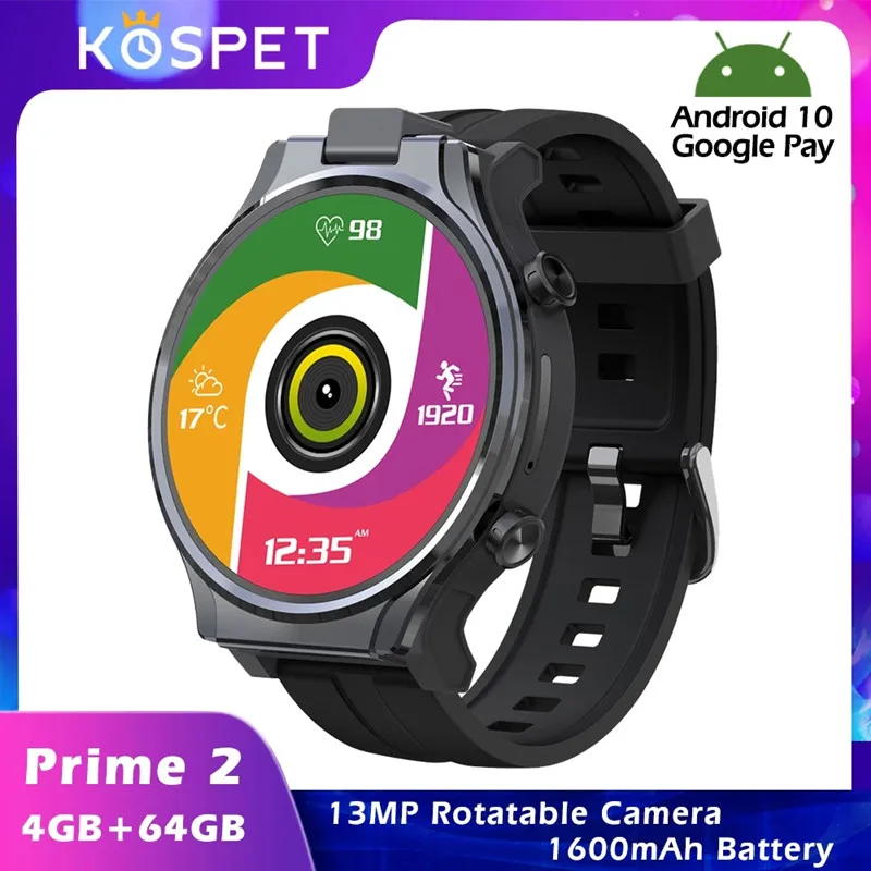 

The Latest KOSPET PRIME 2 4GB 64GB Smart Watch Phone 13MP Rotatable Camera 1600mAh 2.1" Android 10 WIFI GPS 4G LTE Smartwatch