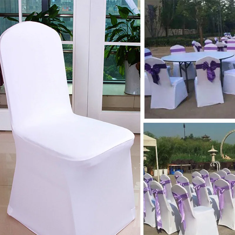 

Hotel wedding banquet white one-piece chair cover European polyester spandex stretch hotel chair cover conference chair cushion