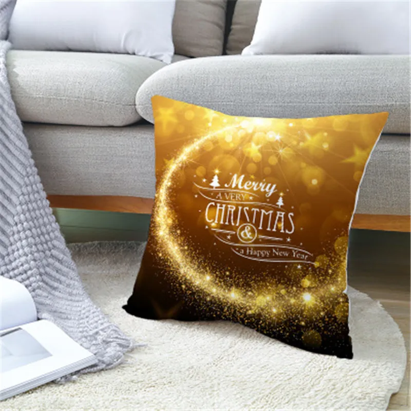 Merry Christmas Pillow Cover Child Personal Cushion cover plain weave Pillowcase 44*44cm for 2021 Xmas Gifts 5z | Дом и сад