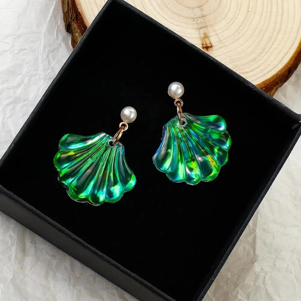 Lifefontier летние радужные цветные раковины серьги капли из ракушки прозрачный