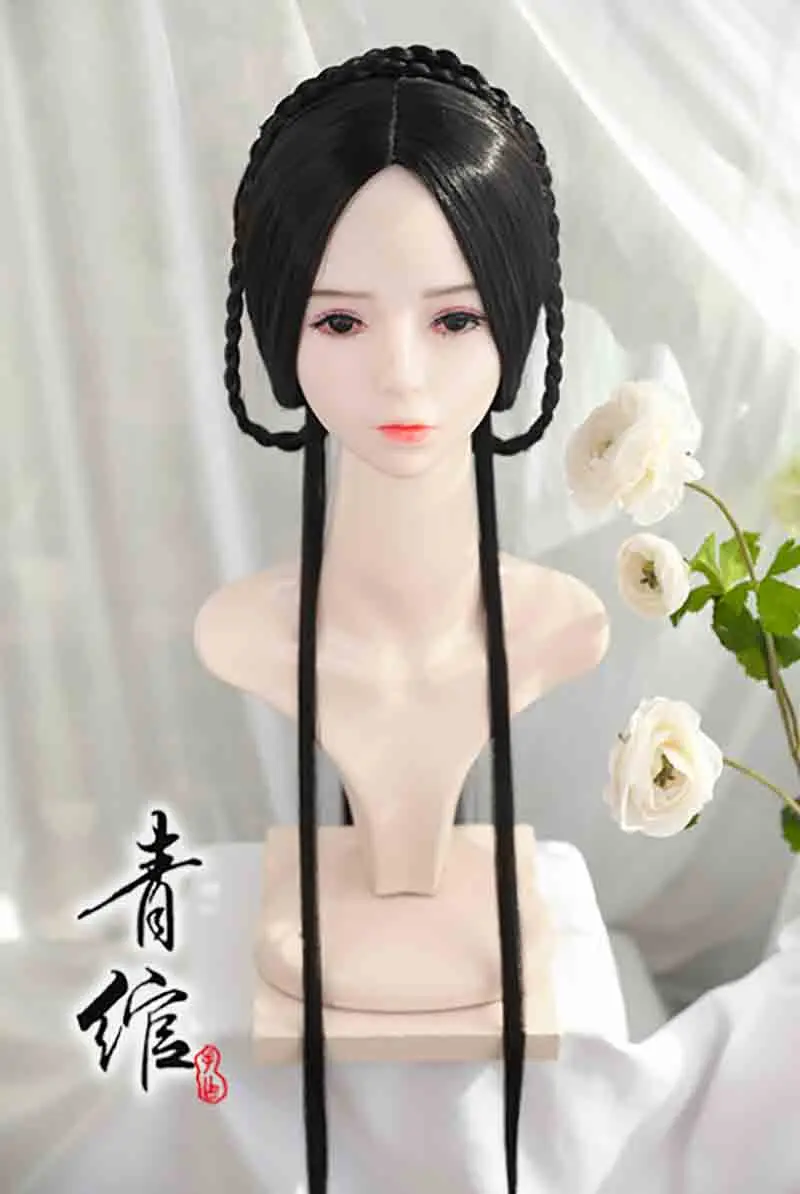 Парики Hanfu для женщин китайский старинный парик парики из аниме-косплея черные