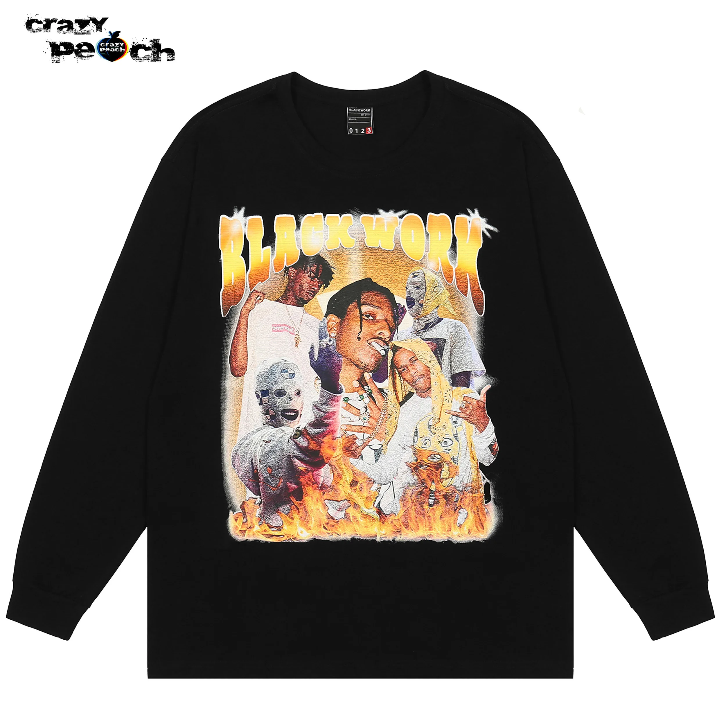 

Unisex Hip Hop Oversize T-Shirt Streetwear Harajuku Graphic Print T Shirt 2021 Men Autumn Long Sleeve Tshirt Cotton Loose black