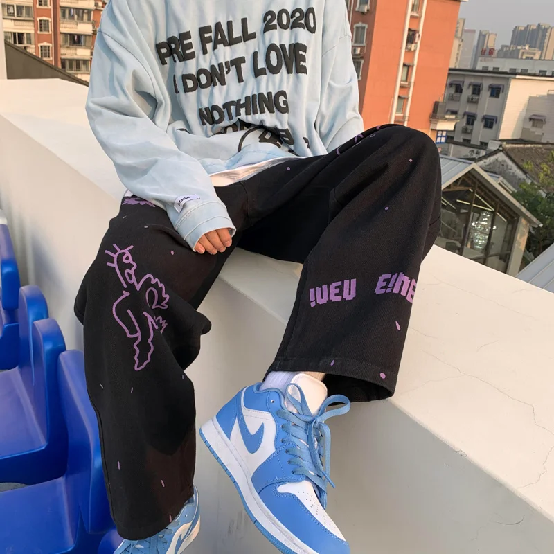 

Loose Straight Wide Leg Baggy Pants Men's Trend Ruffian Handsome Versatile Original Vibe Pants Japanese Streetwear