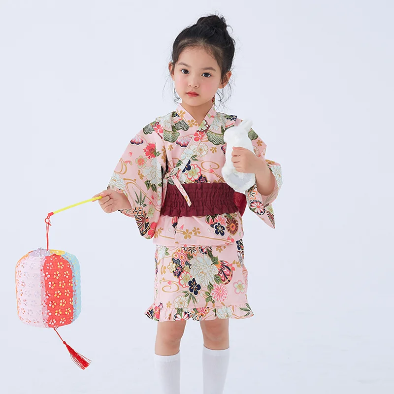 

4 шт., детское кимоно в японском винтажном стиле, с цветочным принтом