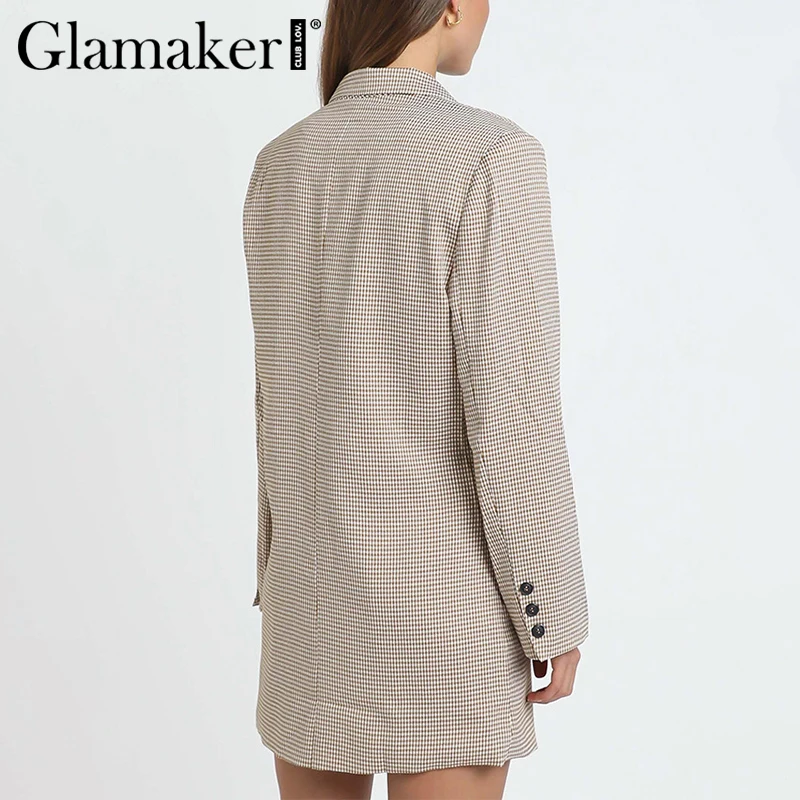 

Glamaker Stripe print double breasted blazer Women long sleeve elagent office ladies blazer coat Fashion blazer jacket outwear