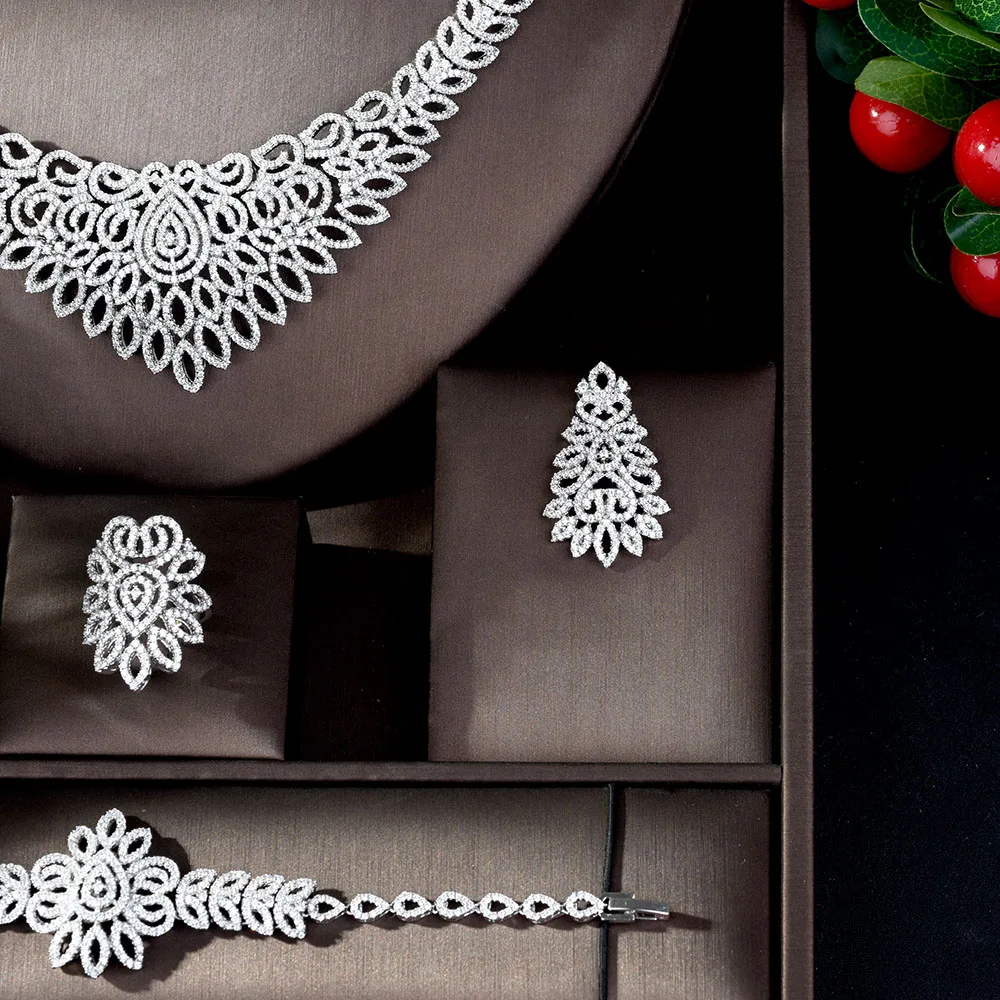 HIBRIDE роскошный геометрический дизайн Свадебные Ювелирные наборы в нигерийском