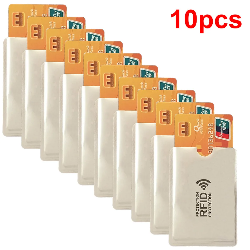 10pcs Анти Rfid кошелек Блокировка ридер замок банк держатель для карт Id банковский Чехол для карт металлический держатель для кредитных NFC алюминий 6*9,3 см - Цвет: 10pcs