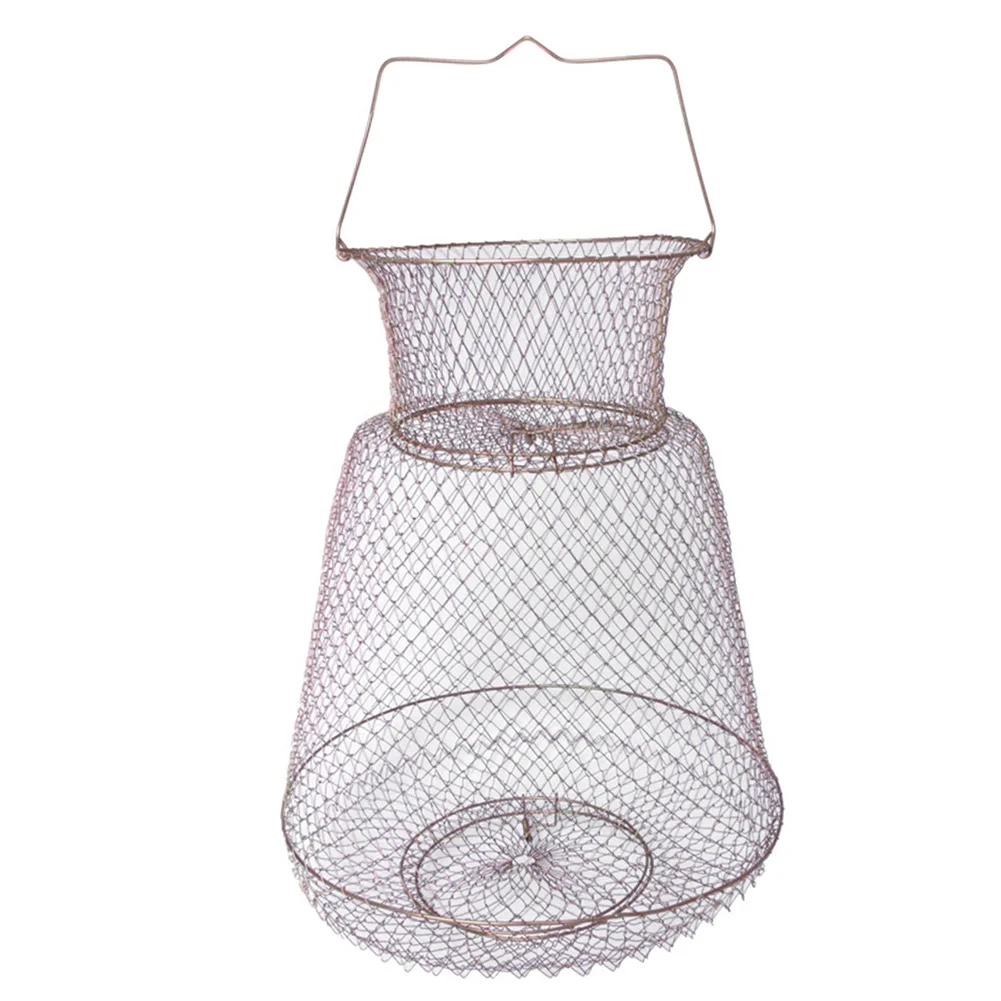 

Basket Cage Trap With Handle Spring Door Portable Fishing Net Foldable Crab Shrimp Steel Wire
