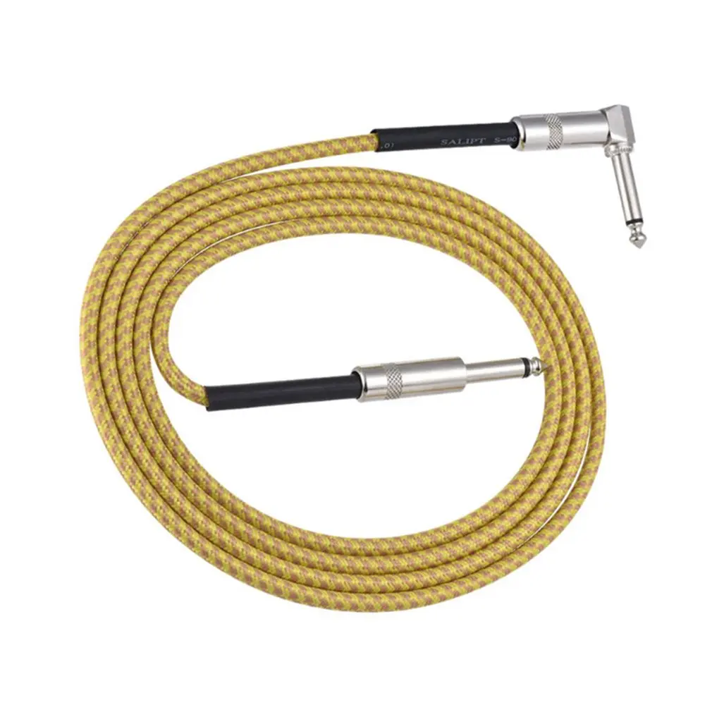 

3 Meters Electric Guitar Cable Bass Musical Instrument Cable Braided 90% Shielded 6.35mm Straight To Angle