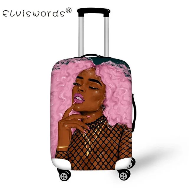ELVISWORDS Black Girl Magic Afro Lady дорожный защитный чехол на чемодан для 18-30 дюймов аксессуары для путешествий Чехол - Цвет: YQ3697