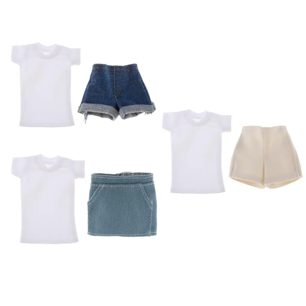 

1/6 Female Top T-shirt Denim Shorts Classic for 12" Female Figure Ph