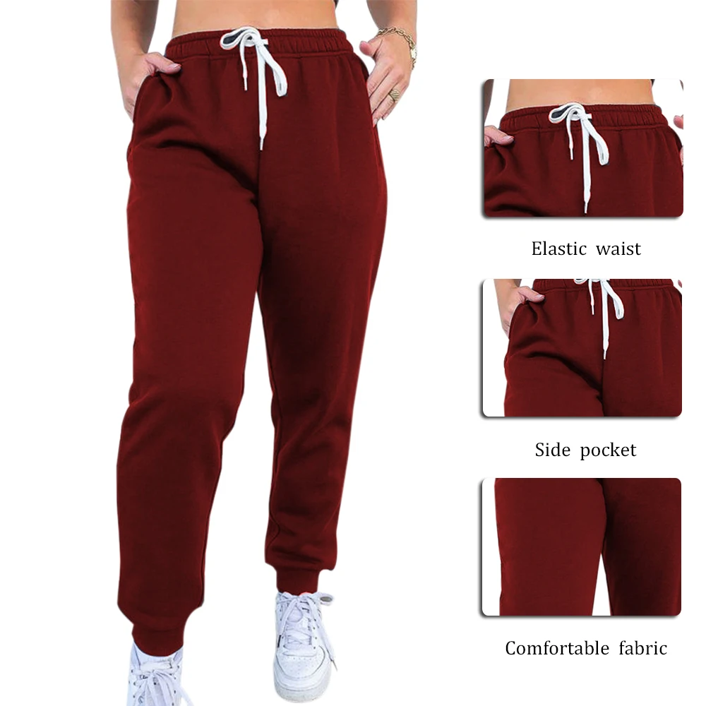 

Uefezo 2021 Autumn Women Casual Gym Sweatpants Workout Fleece Trousers Solid Thin Winter Warm Female Sport Pants Running