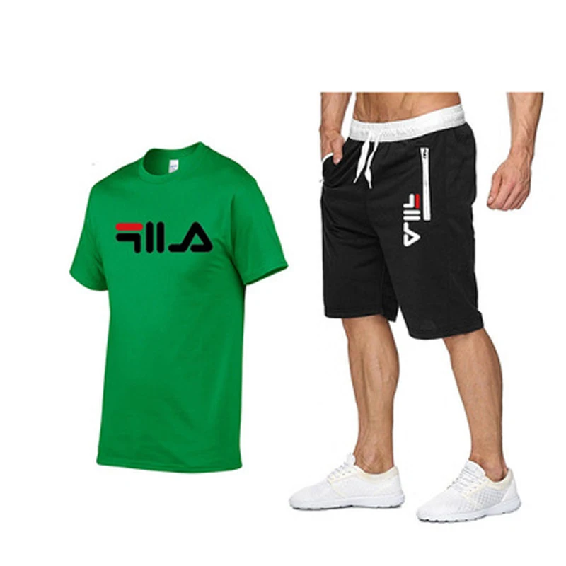 

2021 new casual suit clothes for men fashion tide brand printing men's short-sleeved T-shirt sports casual shorts suit