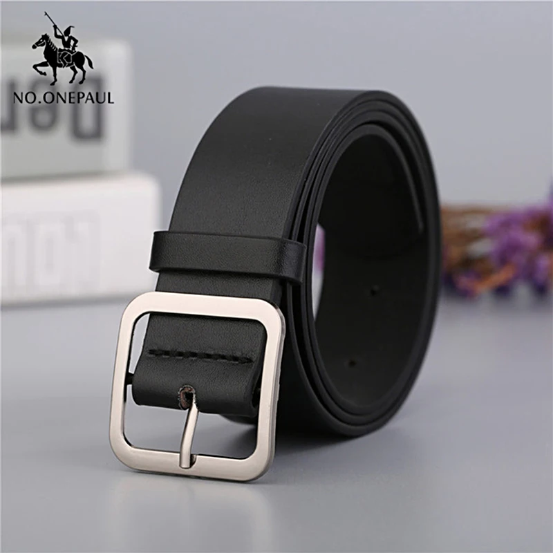 

NO.ONEPAUL New fashion designer design ladies square buckle retro belt trend simple youth belt decoration casual Cowhide belts