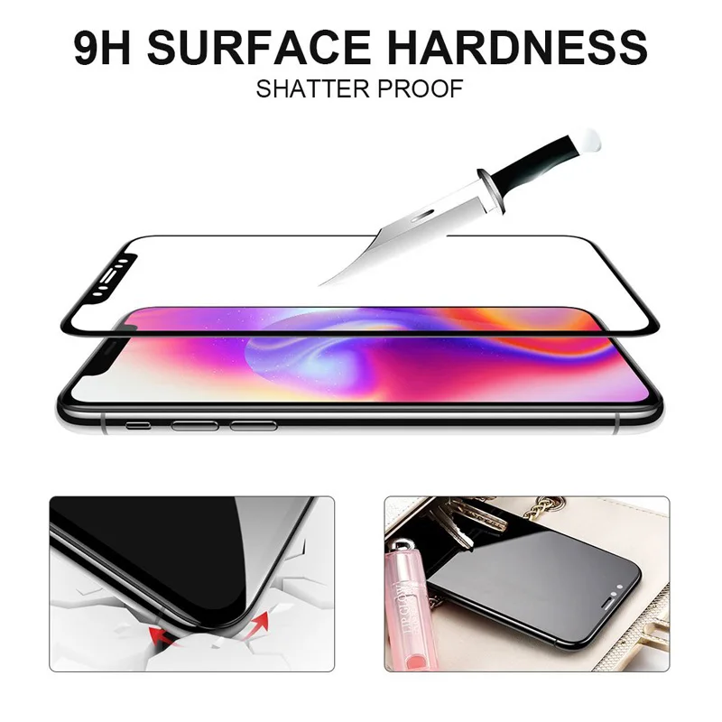 Полное покрытие 9H закаленное стекло для iphone 11 Pro Max Защита экрана X XS XR 5 5S SE 5C 6 6S Plus 7
