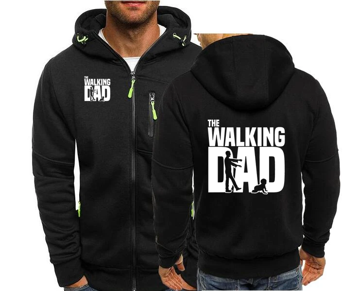 Весенние толстовки Omnitee с капюшоном на молнии изображением ходящего отца Мужская