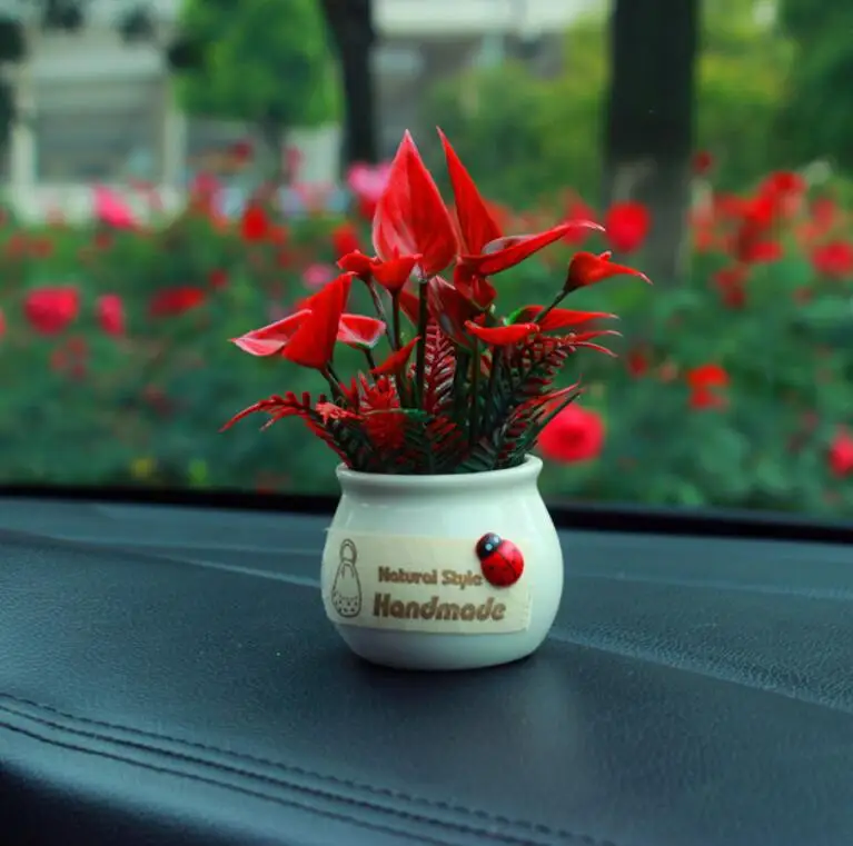 as the picture shows Автомобильные украшения для моделирования растений, ароматерапия с парфюмом в горшке, украшения для салона автомобиля, аксессуары для гостиной, спальни, подарок - Название цвета: as the picture shows