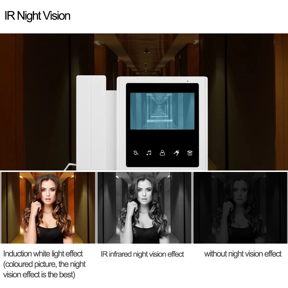 Видеодомофон с экраном 4 3 дюйма Водонепроницаемый дверной звонок камера 700TVL