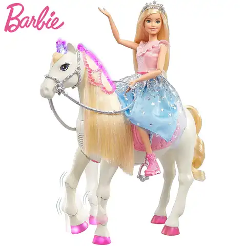 Куклы Приключения Барби, принцесса, Принс и мерцающая лошадь, аксессуары, детская игрушка, огни и звуки Gml79, подарок на день рождения для дево...