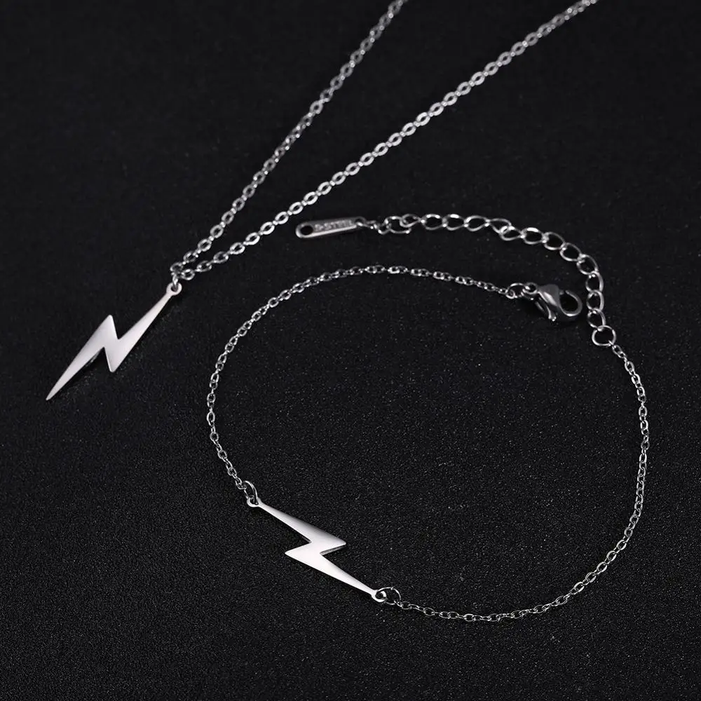 Женский комплект ювелирных изделий с цепочкой и браслетом из нержавеющей стали