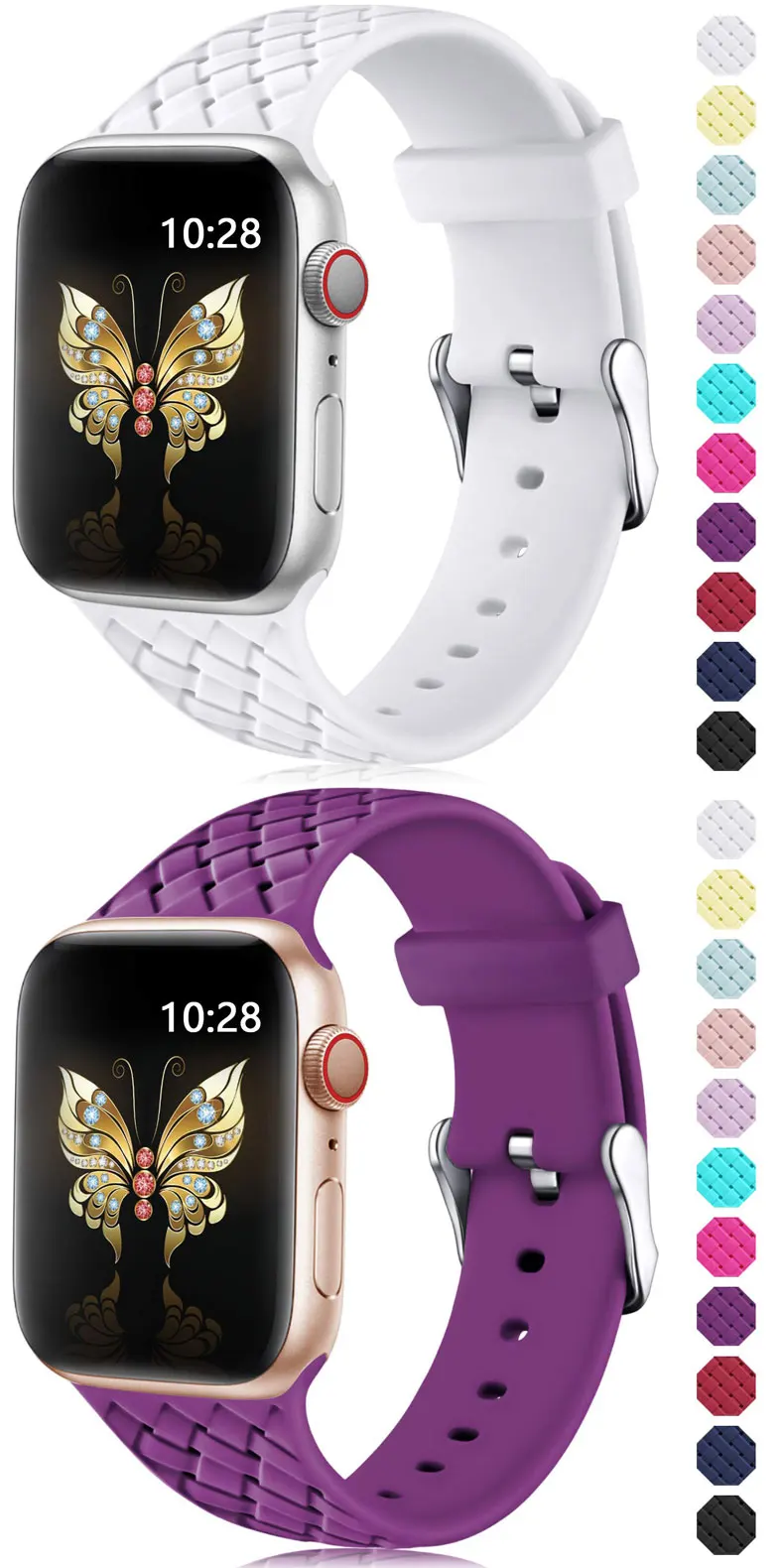 Силиконовый ремешок для apple watch 5 ремешок 44 мм 40 мм iwatch ремешок 42 мм 38 мм тканый узор ремешок для часов apple watch браслет 4 3 2 1