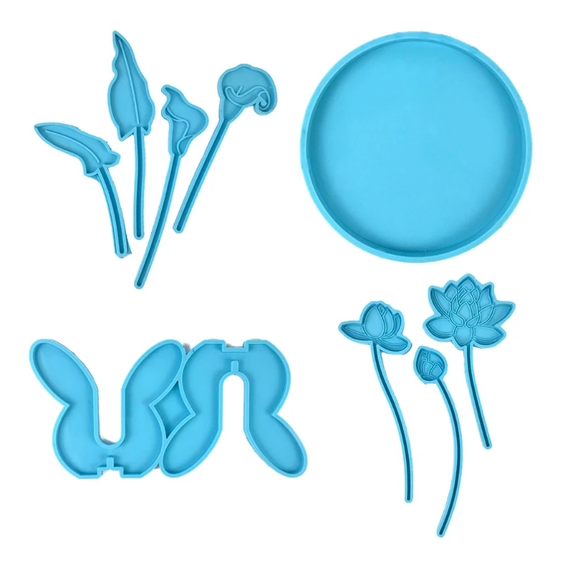 

4Pcs Flower Bottle Tray Silicone Resin Molds Kit Lotus Flower Lily Flower Molds