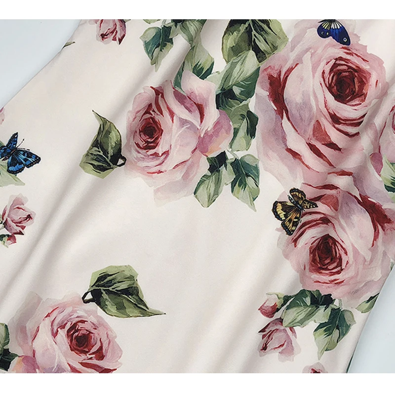 

AELESEEN Summer Fashion Runway Dress Women Sleeveless Rose Floral Print Vintage Dresses Ladies Elegant Mini Dress vestido XXL