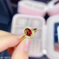 kjjeaxcmy fine jewelry s925 sterling silver inlaid natural gemstone garnet new girl elegant ring support test chinese style