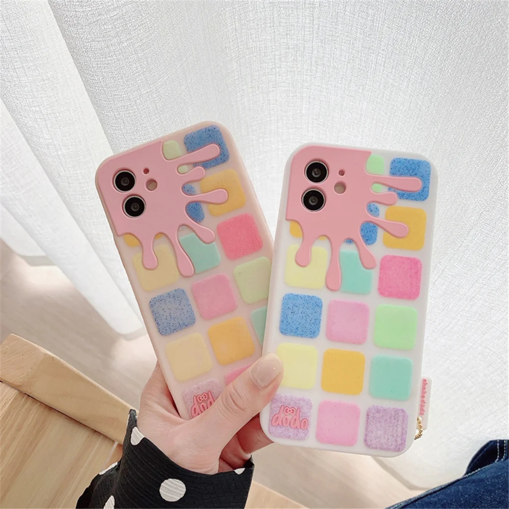 

Color Disc Soft Silicone Phone Case For iPhone 11 Pro Max 12 Pro Max MINI 8 7 Plus Xr XsMax X Xs Anti Falling Pendant Shell