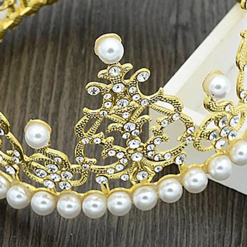 

Baby Crown Infants Photography Props Pearl Rhinestone Glitter Birthday Picture Photoshoot Accessories