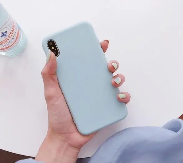 Чехол из мягкого силикона и резины для Iphone X Xs Max 6s 7 8plus Xr мятный однотонный
