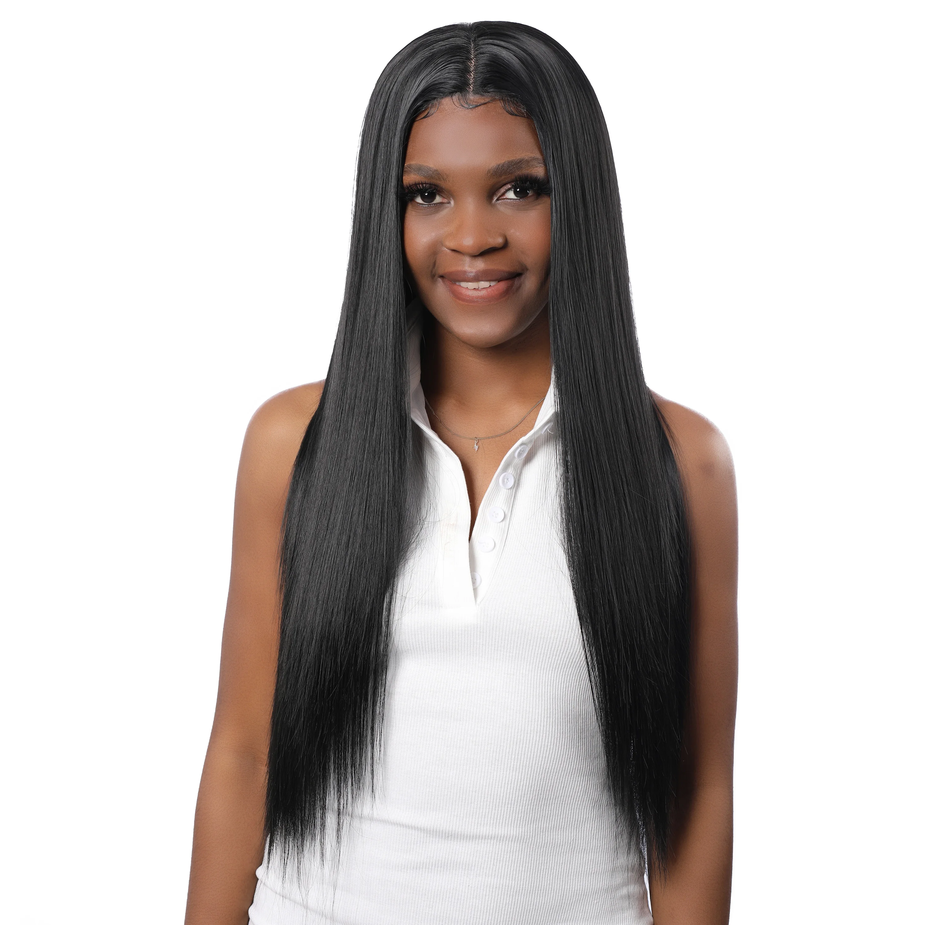 

180% Плотность 26 дюймов черные мягкие шелковистые прямые парики бесклеевые кружевные передние парики Remy высокая температура для черных женщ...