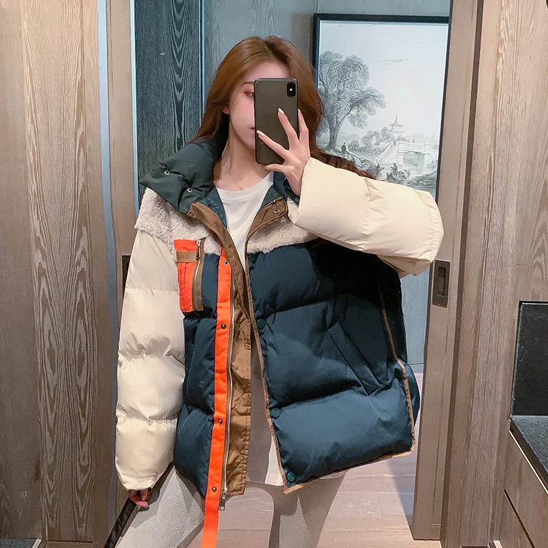 

Женская утепленная куртка Hi-Q, кашемировые лоскутные куртки из ягненка, уличная модная одежда для женщин, новинка зимнего сезона 2020