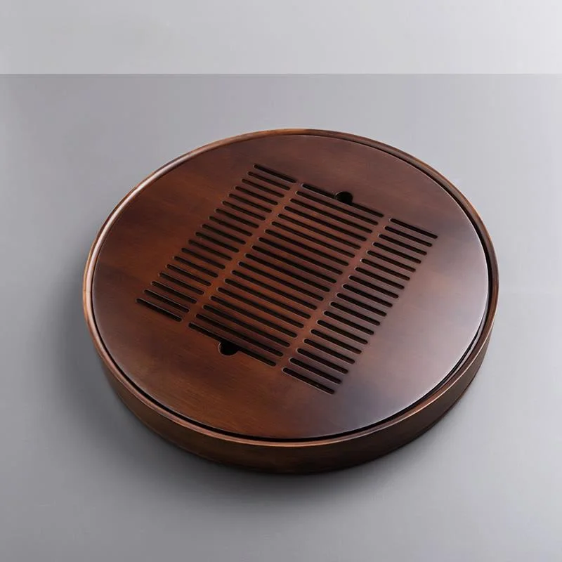 

Поднос для хранения чая с водой, Круглый винтажный большой бамбуковый поднос для чая, дренажная чайная посуда, аксессуары Opberg Bakjes, кухонные ...