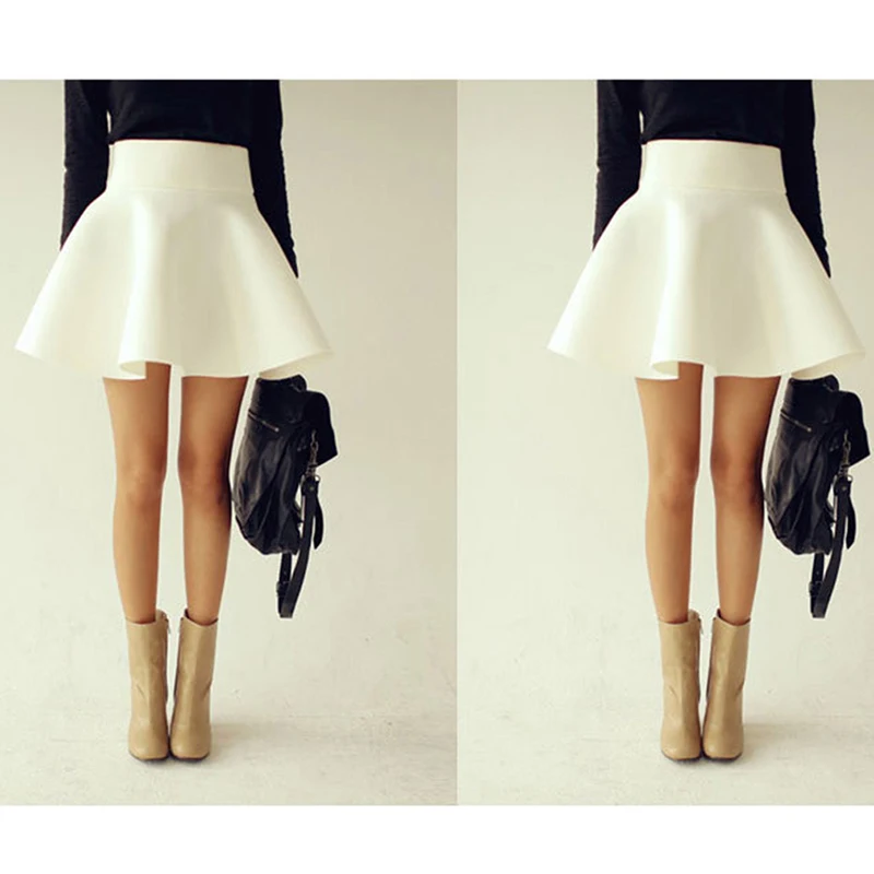 

S-2XL Plus Size Sexy Skirt Women 2021 Solid Thick Tutu Skirts High Waist Flared Super Mini Skater Super Short Skirt