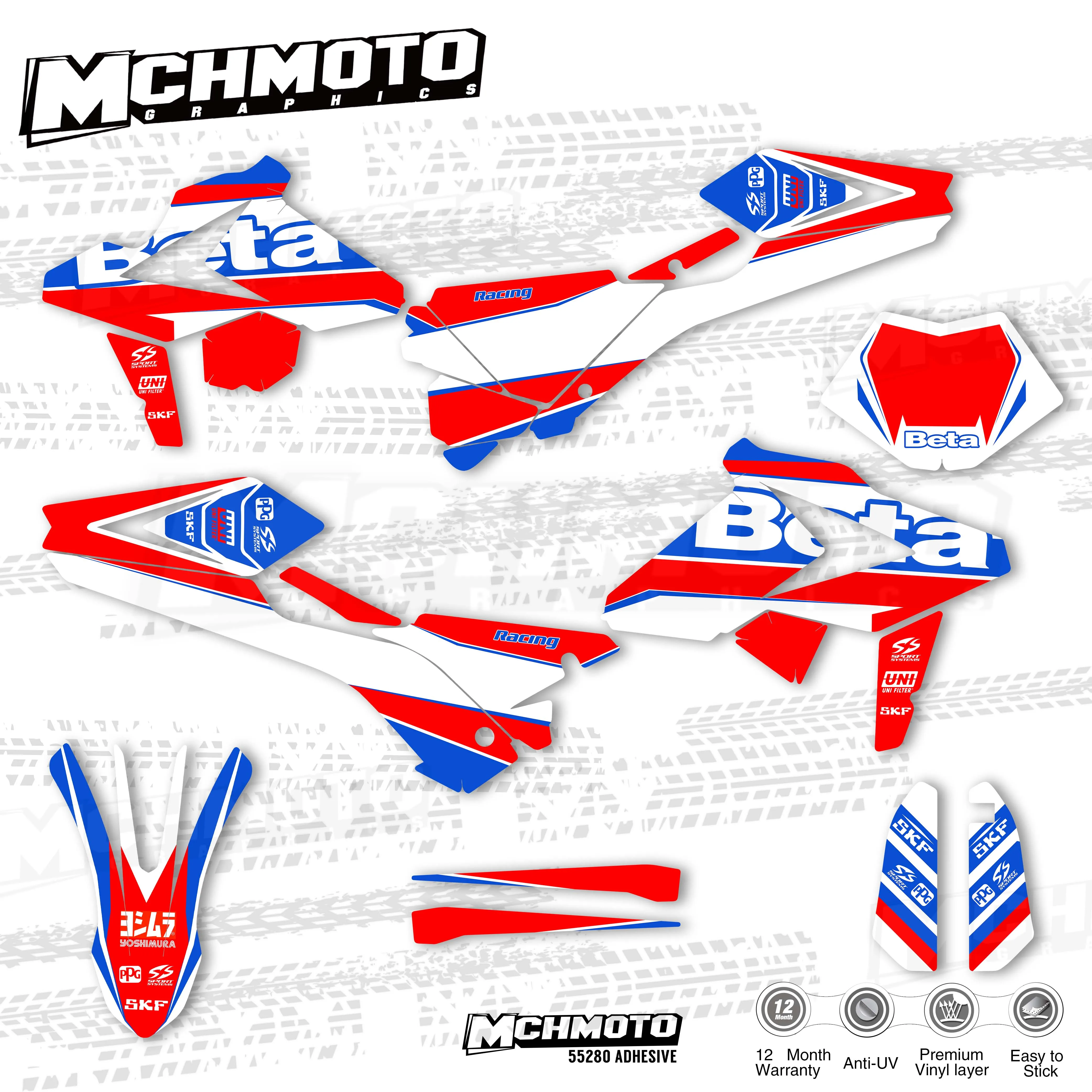 Набор графических наклеек и стикеров MCHMFG для мотоциклетной команды BETA RR 18-19 2018 2019