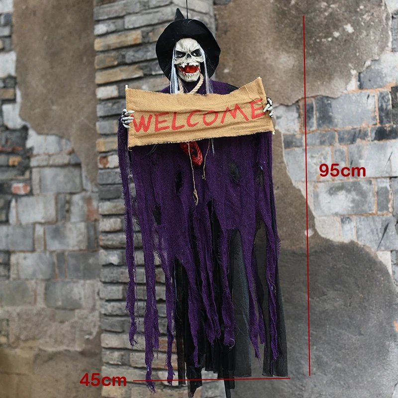 03603 purple Праздничные подарочные игрушки, Висячие ведьмы, Висячие привидения, светящиеся куклы на Хэллоуин, ужасный скелет, монстр, Висячие реквизиты, кулон - Цвет: 03603 purple