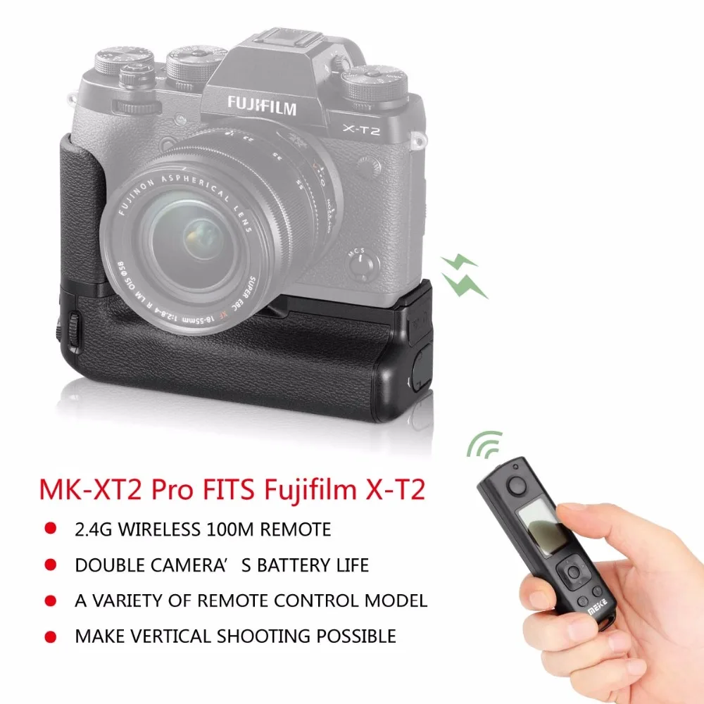 

Meike MK-XT2 Pro Professional Vertical Battery Grip for Fujifilm X-T2 Built-in 2.4GHz Remote Controller Replacement as VPB-XT2