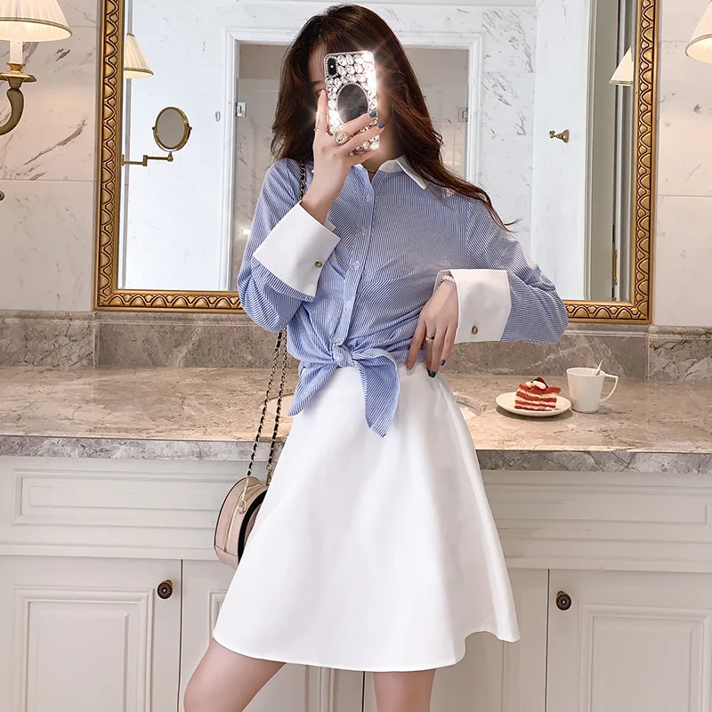 

Sweet Womens Shirts Girls Striped Blue Blouse Women Female Blusas Lady Top 2020 Women Clothes OWS205009