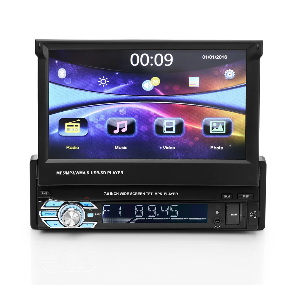 TiOODRE 7 дюймовый Телескопический Bluetooth автомобильный DVD FM / MP5 радиоплеер плеер AUX